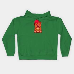 Cute Swag Bear With Hat And gold chain necklace Cartoon Kids Hoodie